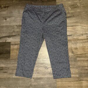 Chico's Pants Women's 2P Navy Blue Polka Dot Ankle High Rise Stretch